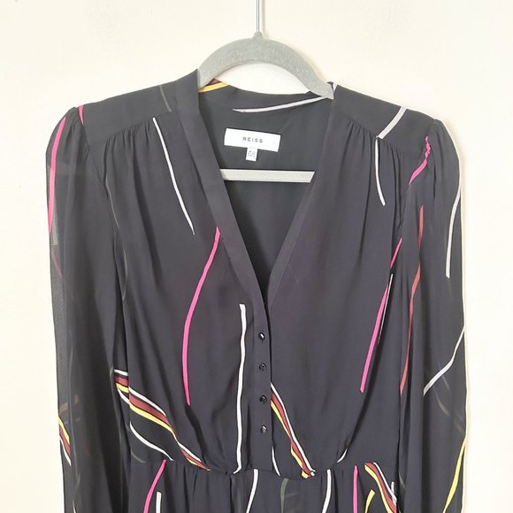 Reiss Caralisa Printed Button Front Midi Dress - Picture 4 of 6